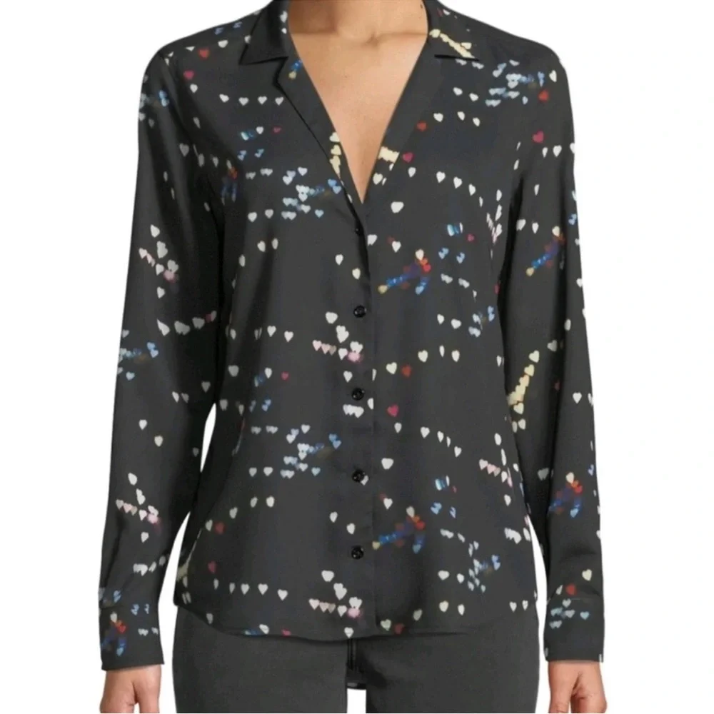 Equipment Femme Adalyn Refracted Heart Printed Button Down Blouse | SMALL